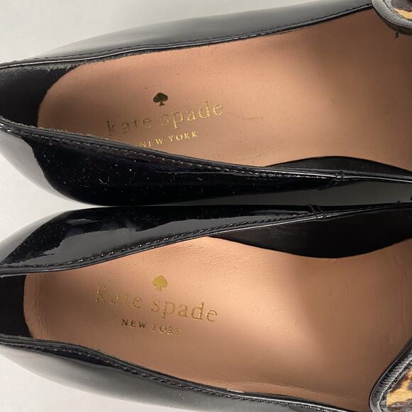 Kate Spade New York Cayla Patent Leather Fringe Leopard Print Loafers 7.5 - Picture 7 of 9